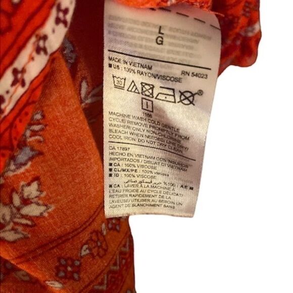 Old Navy Floral Top Women's Large V Neck Red Multi Boho - Picture 5 of 6